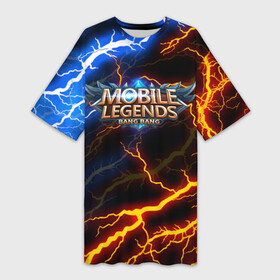 Платье-футболка 3D с принтом Mobile Legends разряды молний  flash ,  |  | 515 unite | bang bang | battle arena | moba | mobile legends | mobile legends bang bang | online battle arena | банг банг | моба | мобайл легенд | мобиле легендс