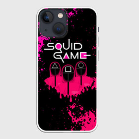 Чехол для iPhone 13 mini с принтом Squid Game брызги красок стража. ,  |  | squid game | брызги красок | злодей | игра | игра в кальмара | кальмары | люди в масках | на выживания | отряд стражей | сериал