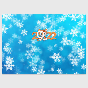 Поздравительная открытка с принтом Новый год Тигра 2022 Рождество , 100% бумага | плотность бумаги 280 г/м2, матовая, на обратной стороне линовка и место для марки
 | 2022 | год тигра | новый год | новый год 2022 | символ года | тигр | тигренок | тигрица | тигры