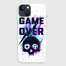 Чехол для iPhone 13 с принтом Game OVER   NEON 3D ,  |  | игра | неон | неоновый принт | неоновый череп | череп
