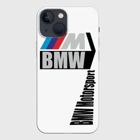 Чехол для iPhone 13 mini с принтом BMW  Motorsport ,  |  | bmw | автоспорт | бмв | логотипы | надписи | немецкая классика | немецкие машины