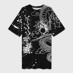 Платье-футболка 3D с принтом Аниме Tokyo Revengers: дракон ,  |  | Тематика изображения на принте: anime | draken | mikey | tokyorevengers | valhalla | аниме | вальгала | дракен | иероглифы | кэн | манга | мандзиро | микки | рюгудзи | сано | символы | токийские мстители