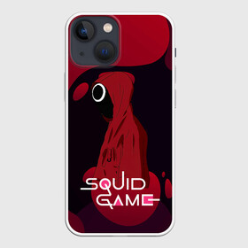 Чехол для iPhone 13 mini с принтом Игра в кальмара Red   Black ,  |  | Тематика изображения на принте: among us | squid game | выживание | игра в кальмара | кальмар | корейский | корея | хван чжун хо | чо сан