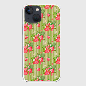 Чехол для iPhone 13 mini с принтом Клубничка паттерн ,  |  | клубника | клубничка | лето | сладость | урожай | ягода | ягоды