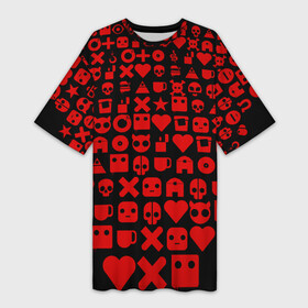 Платье-футболка 3D с принтом Любовь, смерть и роботы пиктограммы ,  |  | любовь | мульфильм | пиктограмма