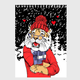 Скетчбук с принтом Тигр в красном , 100% бумага
 | 48 листов, плотность листов — 100 г/м2, плотность картонной обложки — 250 г/м2. Листы скреплены сверху удобной пружинной спиралью | Тематика изображения на принте: 2022 | fir forest | happy new year | hearts | merry christmas | red hat | santa claus | scarf | snow | tiger | year of the tiger | год тигра | еловый лес | красная шапка | новый год | очки | рождество | санта клаус | сердца | снег | тигр | шарф