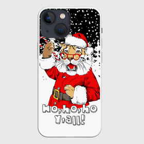 Чехол для iPhone 13 mini с принтом Тигр в шубе Санта Клауса ,  |  | 2022 | fir forest | fur coat | happy new year | merry christmas | red hat | santa claus | snow | sweetness | tiger | year of the tiger | год тигра | еловый лес | красная шапка | новый год | очки | рождество | санта клаус | сладость | снег | тигр