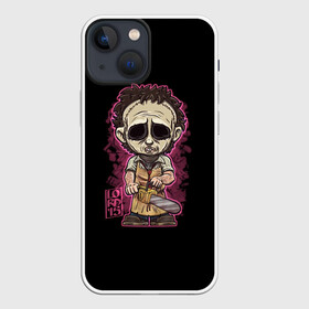 Чехол для iPhone 13 mini с принтом кожаное лицо ,  |  | Тематика изображения на принте: blood | chainsaw | evil | face | fear | halloween | human | hunter | leather | murderer | of | on | people | бензопила | зло | кожаное | кровь | лицо | людей | на | охотник | хэллоуин | человек