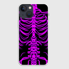 Чехол для iPhone 13 mini с принтом Розовые кости ,  |  | кости | неоновые кости | рёбра | розовые кости | розовый скелет | скелет