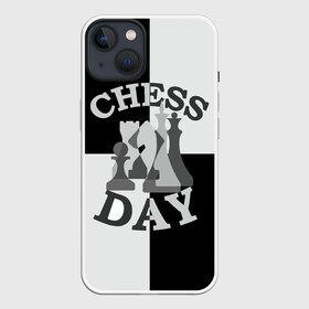 Чехол для iPhone 13 с принтом Шахматный День ,  |  | chess | анатолий карпов | бобби фишер | владимир крамник | гари каспаров | игра | король | ладья | магнус карлсен | математика | михаил ботвинник | пешка | ферзь | хосерауль капабланка | чёрнобелые