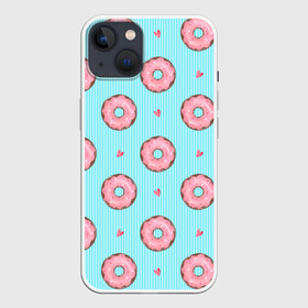 Чехол для iPhone 13 с принтом Розовые пончики ,  |  | вкусно | выпечка | еда | пончик | пончики | сладкие | сладость