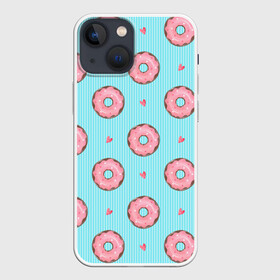 Чехол для iPhone 13 mini с принтом Розовые пончики ,  |  | вкусно | выпечка | еда | пончик | пончики | сладкие | сладость