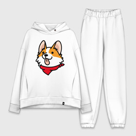 Женский костюм хлопок Oversize с принтом Корги в крашном шарфике ,  |  | animal | beast | corgi | corgi in a red scarf | dog | doggie | drawing | welsh | welsh corgi | вельш | вельш корги | животное | зверёк | зверь | корги | корги в крашном шарфике | пёсик | рисунок | собака | собачка