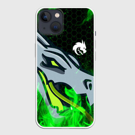 Чехол для iPhone 13 с принтом TEAM SPIRIT TS DRAGON GREEN FIRE ,  |  | Тематика изображения на принте: collapse | cs go | cyber | cybersport | dota 2 | dragon | hearthstone | miposhka | mira | russia | spirit | spirited | team spirit | torontotokyo | ts | yatoro | дракон | кибер | киберспорт | киберспортсмен | кс го | россия | спирит | спиритед |