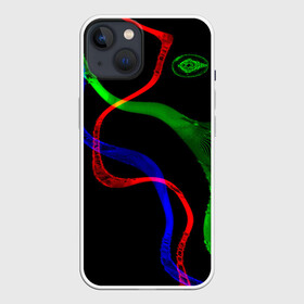 Чехол для iPhone 13 с принтом Неоновый хаос 3D Neon chaos 3D ,  |  | abstraction | chaos | colors | neon | stripes | абстракция | неон | полосы | хаос | цвета | чёрный фон