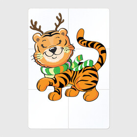 Магнитный плакат 2Х3 с принтом Тигренок   новогодний олень , Полимерный материал с магнитным слоем | 6 деталей размером 9*9 см | 2022 | год тигра | новый год | новый год 2022 | символ года | тигр | тигренок | тигрица | тигры
