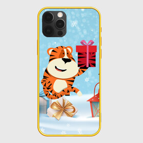 Чехол для iPhone 12 Pro с принтом Тигренок с подарком 2022 , силикон | область печати: задняя сторона чехла, без боковых панелей | 2022 | год тигра | новый год | новый год 2022 | символ года | тигр | тигренок | тигрица | тигры