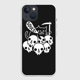 Чехол для iPhone 13 с принтом Кот   Жнец ,  |  | apocalypse | cat | death | halloween | mountain | reaper | rider | skull | soul | апокалипсиса | белое | всадник | гора | душа | жнец | кот | кошка | хэллоуин | череп | черепа | черное