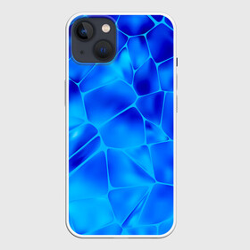 Чехол для iPhone 13 с принтом Ice Under Water ,  |  | blue | geometry | gradient | ice | neon | polygon | polygonal | waporwave | water | абстрактный | вода | волны | геометрический узор | геометрия | голубые волны | градиент | зима | зимний узор | лед | ледяная абстракция | ледяной