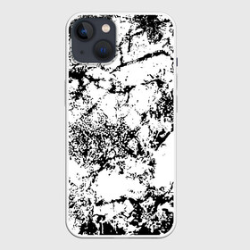 Чехол для iPhone 13 с принтом Эффект линогравюры ,  |  | abstract | black and white | minimalism | urban | urban camouflage | абстрактный узор | белая краска | белое на черном | белый и черный | белый узор | брызги краски | камуфляж | краска | минимализм | монохромный | орнамент