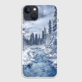 Чехол для iPhone 13 с принтом СНЕЖНЫЙ ПЕЙЗАЖ ,  |  | fores | ice | snow | white | winter | белый | вода | зима | иней | красота | лед | лес | мороз | небо | новый год | пейзаж | природа | река | ручей | снег