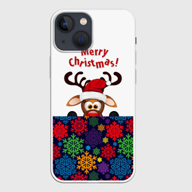 Чехол для iPhone 13 mini с принтом Merry Christmas (оленёнок) ,  |  | christmas | merry christmas | santa claus | дед мороз | ёлка | новогодние олени | новый год | оленёнок бэмби | оленёнок рудольф | орнамент | с новым годом | сантаклаус | свитер с оленями | снегурочка | снежинки | узоры