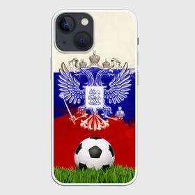 Чехол для iPhone 13 mini с принтом Российский футбол ,  |  | art | background | ball | flag | football | russia | sport | texture | арт | герб | двуглавый орел | мяч | россия | спорт | текстура | флаг | фон | футбол