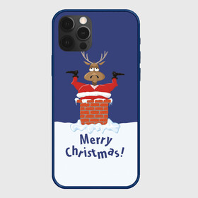 Чехол для iPhone 12 Pro Max с принтом Санта в трубе с Оленем , Силикон |  | christmas | merry christmas | santa claus | дед мороз | ёлка | новогодние олени | новый год | оленёнок бэмби | оленёнок рудольф | орнамент | с новым годом | сантаклаус | свитер с оленями | снегурочка | снежинки | узоры