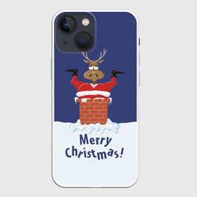 Чехол для iPhone 13 mini с принтом Санта в трубе с Оленем ,  |  | christmas | merry christmas | santa claus | дед мороз | ёлка | новогодние олени | новый год | оленёнок бэмби | оленёнок рудольф | орнамент | с новым годом | сантаклаус | свитер с оленями | снегурочка | снежинки | узоры