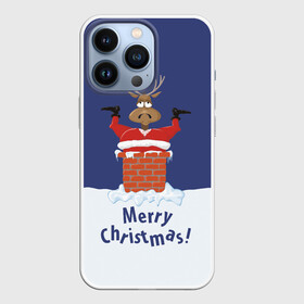 Чехол для iPhone 13 Pro с принтом Санта в трубе с Оленем ,  |  | christmas | merry christmas | santa claus | дед мороз | ёлка | новогодние олени | новый год | оленёнок бэмби | оленёнок рудольф | орнамент | с новым годом | сантаклаус | свитер с оленями | снегурочка | снежинки | узоры