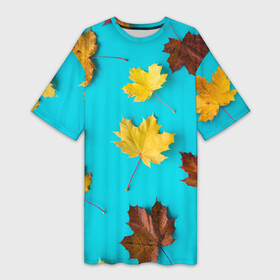 Платье-футболка 3D с принтом Кленовый листочек ,  |  | Тематика изображения на принте: красивое | листья | модное | осень | тренды