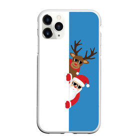 Чехол для iPhone 11 Pro матовый с принтом Крутые Санта и Олень , Силикон |  | christmas | merry christmas | santa claus | в очках | дед мороз | ёлка | новогодние олени | новый год | оленёнок бэмби | оленёнок рудольф | с новым годом | сантаклаус | свитер с оленями | северный олень | снегурочка