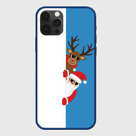 Чехол для iPhone 12 Pro Max с принтом Крутые Санта и Олень , Силикон |  | christmas | merry christmas | santa claus | в очках | дед мороз | ёлка | новогодние олени | новый год | оленёнок бэмби | оленёнок рудольф | с новым годом | сантаклаус | свитер с оленями | северный олень | снегурочка