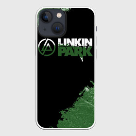 Чехол для iPhone 13 mini с принтом Линкин Парк в стиле Гранж | Linkin Park ,  |  | album | bennington | chester | green | grunge | linkin park | mike | music | rock | shinoda | style | альбом | беннингтон | гитара | гранж | линкин парк | логотип | музыка | надпись | певец | полосы | потертости | рок | честер | шинода