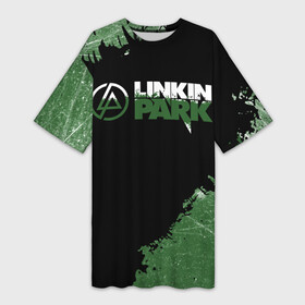 Платье-футболка 3D с принтом Линкин Парк в стиле Гранж  Linkin Park ,  |  | album | bennington | chester | green | grunge | linkin park | mike | music | rock | shinoda | style | альбом | беннингтон | гитара | гранж | линкин парк | логотип | музыка | надпись | певец | полосы | потертости | рок | честер | шинода