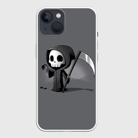 Чехол для iPhone 13 с принтом жнец и цветок ,  |  | black | death | flower | halloween | hood | leaves | reaper | robe | scull | scythe | sunset | жнец | закат | капюшон | коса | листья | одеяние | хэллоуин | цветок | череп | черый