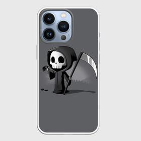 Чехол для iPhone 13 Pro с принтом жнец и цветок ,  |  | black | death | flower | halloween | hood | leaves | reaper | robe | scull | scythe | sunset | жнец | закат | капюшон | коса | листья | одеяние | хэллоуин | цветок | череп | черый