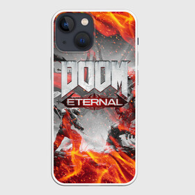 Чехол для iPhone 13 mini с принтом DOOM ETERNAL | ДУМ ПАЛАЧ РОКА В ОГНЕ ,  |  | demons | devil | doom | doom eternal | doom guy | doom slayer | hell | iddqd | mark of the doom slayer | slayer | ад | гарнило | демоны | дум | палач | палач рока