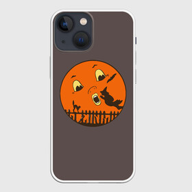 Чехол для iPhone 13 mini с принтом Ожившая ночь ,  |  | bat | black | broom | c | cat | evening | face | fence | flight | full moon | halloween | mouse | mystic | night | sky | smile | sunrise | sunset | witch | ведьма | вечер | восход | забор | закат | кот | летучая | лицо | метла | мистика | м