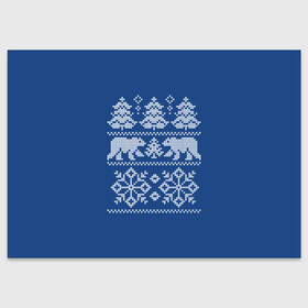 Поздравительная открытка с принтом Север , 100% бумага | плотность бумаги 280 г/м2, матовая, на обратной стороне линовка и место для марки
 | merry christmas | santa claus | алатырь | бабушкин свитер | белые медведи | вышиванка | новый год | обережная вышивка | орнамент | свитер | свитер с оленями | северные медведи | северные узоры | снежинки | узоры