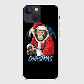 Чехол для iPhone 13 mini с принтом CHRISTMAS (обезьяна) ,  |  | chimpanzee | christmas | gorilla | merry christmas | monkey | santa claus | бигфут | гамадрил | гиббон | год обе | горилла | дед мороз | ёлка | животное | зверь | мартышка | новый год | обезьяна | орангутан | подарок | праздник