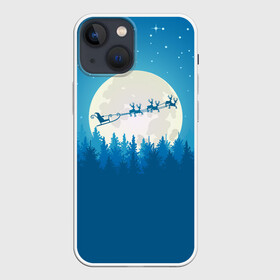 Чехол для iPhone 13 mini с принтом Санта с Оленями ,  |  | christmas | merry christmas | santa claus | дед мороз | ёлка | зима | луна | мороз | новогодние олени | новый год | оленёнок рудольф | подарок | праздник | рождество | с новым годом | сани | санта клаус | свитер с оленями