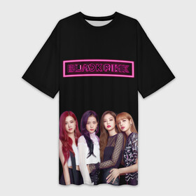 Платье-футболка 3D с принтом BLACKPINK NEON ,  |  | Тематика изображения на принте: black | blackpink | bts | jennie | jisoo | kim | kpop | lalisa | lisa | manoban | park | pink | rose | young | бтс | дженни | джису | ён | ким | лалиса | лиса | манобан | пак | розэ | че