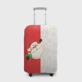 Чехол для чемодана 3D с принтом Дед Мороз (селфи) , 86% полиэфир, 14% спандекс | двустороннее нанесение принта, прорези для ручек и колес | christmas | merry christmas | santa claus | дед мороз | ёлка | зима | мороз | новый год | подарок | праздник | рождество | с новым годом | санта клаус | селфи | снегурочка | телефон | фото