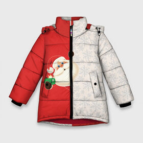 Зимняя куртка для девочек 3D с принтом Дед Мороз (селфи) , ткань верха — 100% полиэстер; подклад — 100% полиэстер, утеплитель — 100% полиэстер. | длина ниже бедра, удлиненная спинка, воротник стойка и отстегивающийся капюшон. Есть боковые карманы с листочкой на кнопках, утяжки по низу изделия и внутренний карман на молнии. 

Предусмотрены светоотражающий принт на спинке, радужный светоотражающий элемент на пуллере молнии и на резинке для утяжки. | Тематика изображения на принте: christmas | merry christmas | santa claus | дед мороз | ёлка | зима | мороз | новый год | подарок | праздник | рождество | с новым годом | санта клаус | селфи | снегурочка | телефон | фото