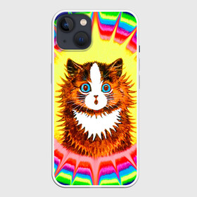 Чехол для iPhone 13 с принтом Psychedelic Rainbow Cat ,  |  | benedict cumberbatch | louis wain | louis wains cats | psychedelic rainbow cat | the electrical life | антропоморфный | бенедикт камбербэтч | известный художник | кошачьи миры луиса уэйна | луис вэйн | луис уэйн | радуга | радужный кот