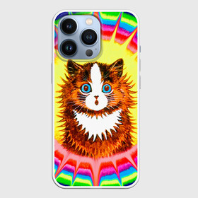 Чехол для iPhone 13 Pro с принтом Psychedelic Rainbow Cat ,  |  | benedict cumberbatch | louis wain | louis wains cats | psychedelic rainbow cat | the electrical life | антропоморфный | бенедикт камбербэтч | известный художник | кошачьи миры луиса уэйна | луис вэйн | луис уэйн | радуга | радужный кот
