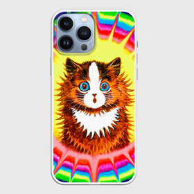 Чехол для iPhone 13 Pro Max с принтом Psychedelic Rainbow Cat ,  |  | benedict cumberbatch | louis wain | louis wains cats | psychedelic rainbow cat | the electrical life | антропоморфный | бенедикт камбербэтч | известный художник | кошачьи миры луиса уэйна | луис вэйн | луис уэйн | радуга | радужный кот