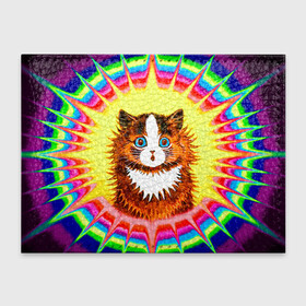 Обложка для студенческого билета с принтом Psychedelic Rainbow Cat , натуральная кожа | Размер: 11*8 см; Печать на всей внешней стороне | Тематика изображения на принте: benedict cumberbatch | louis wain | louis wains cats | psychedelic rainbow cat | the electrical life | антропоморфный | бенедикт камбербэтч | известный художник | кошачьи миры луиса уэйна | луис вэйн | луис уэйн | радуга | радужный кот