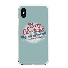 Чехол для iPhone XS Max матовый с принтом Merry Christmas (хо хо хо) , Силикон | Область печати: задняя сторона чехла, без боковых панелей | christmas | merry christmas | santa claus | дед мороз | ёлка | зима | мороз | новый год | олени | подарок | праздник | рождество | с новым годом | сани с оленями | санта клаус | снегурочка | снежинки